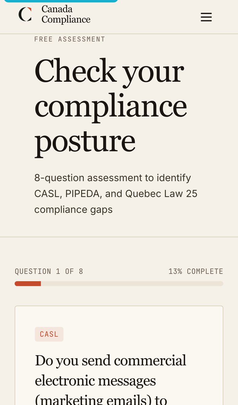 The free compliance check running on a phone